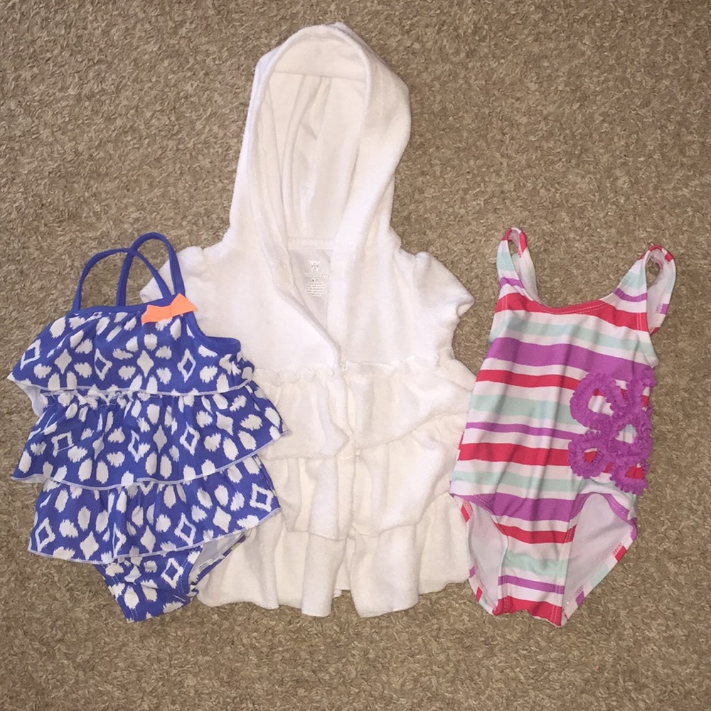 Infant swim bundle. 2 suits, 1 cover up. 6M